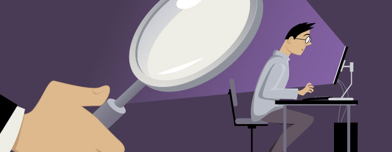 Cartoon image of man at desk used in blog post about local seo services